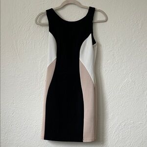 Aniina Black, White & Beige Colorblock Mini Sheath Dress